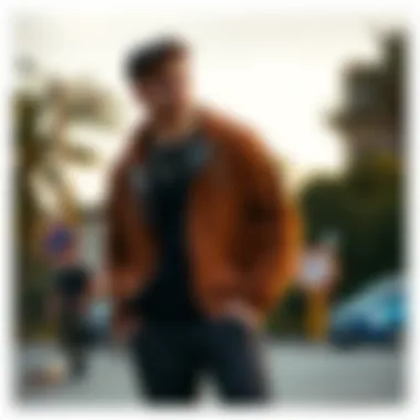 Fashionable pairing of a brown zip hoodie with casual and active wear