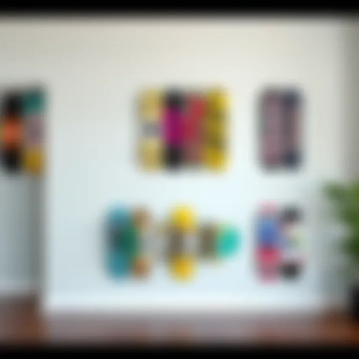 Vibrant Skateboard Deck Display Vibrant skateboard deck display on a minimalist wall