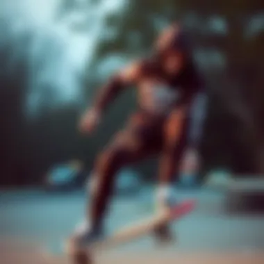 Skate Style in Action Skateboarder wearing an Adidas hoodie