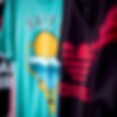 Close-Up of Graphic Designs Close-up of graphic designs on affordable t-shirts