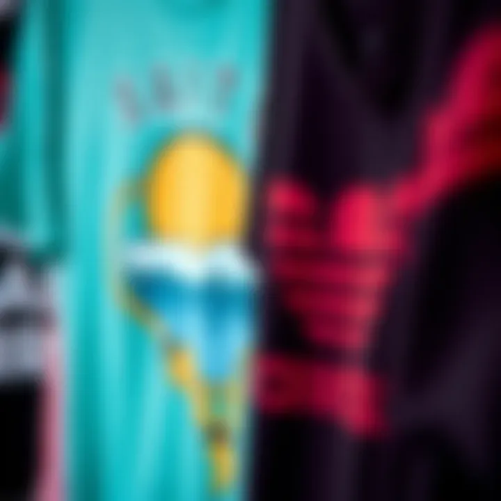 Close-Up of Graphic Designs Close-up of graphic designs on affordable t-shirts