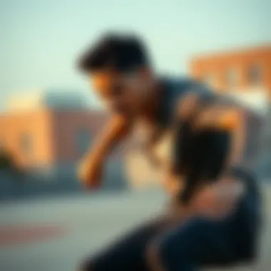 Stylish Graphic Tee in Action A skateboarder wearing a stylish graphic t-shirt