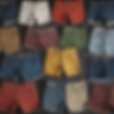 Diverse Design Styles of Almost Famous Shorts A collage showcasing various design styles of Almost Famous shorts.