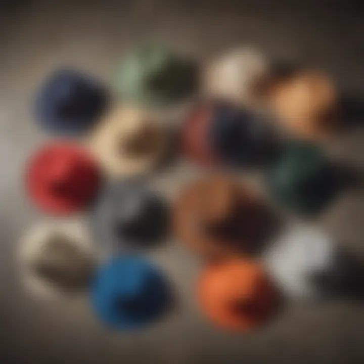 Diverse collection of Kangol bucket hats showcasing various colors and materials