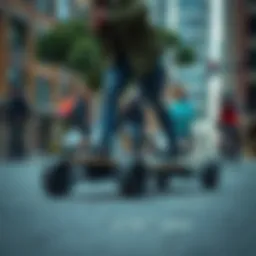 Atlas electric skateboard showcased in urban environment