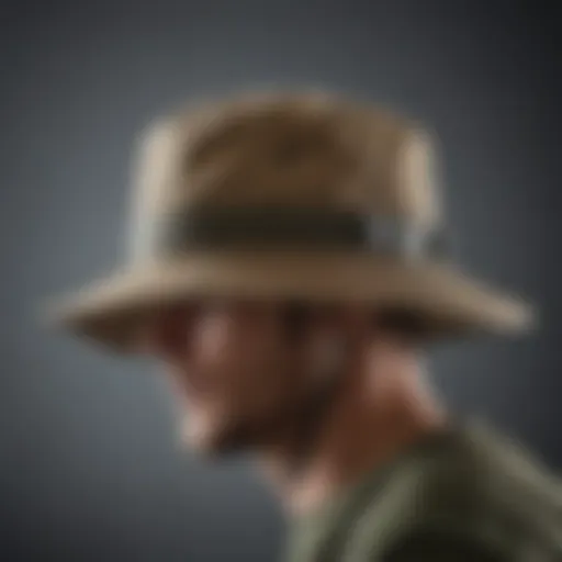 Detailed view of the big head boonie hat showcasing its design elements