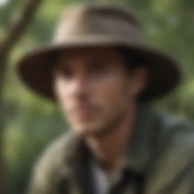 Historical representation of the big head boonie hat in outdoor settings