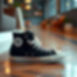 Classic black Converse All Stars on a stylish floor