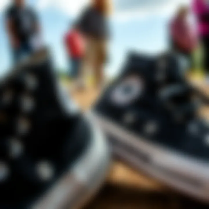 Black Converse as a Cultural Symbol Group of black Converse All Stars representing community and culture