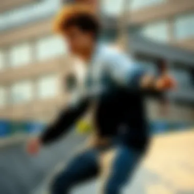 Champion Ombre Sweatshirt in Action Skateboarder wearing Champion Ombre Sweatshirt in an urban setting