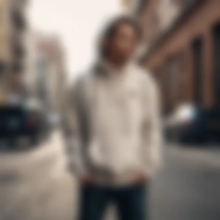 A skateboarder wearing the Champion Reverse Weave hoodie in an urban setting, highlighting its appeal in skate culture.