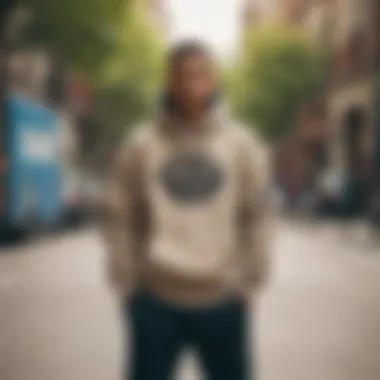 Champion sweatshirt in an urban skateboarding environment