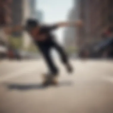 Visual representation of skateboarding culture featuring Chicago Bullet skates in action