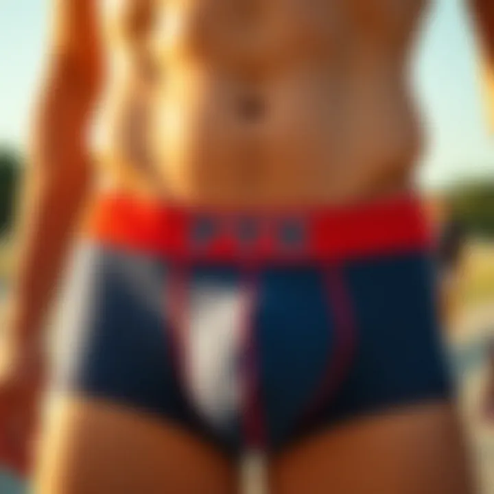 Close-up of boxer fit and design details