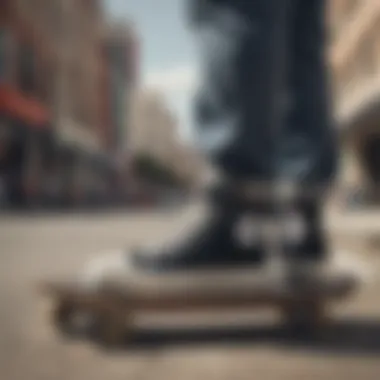 Skateboarder wearing Chuck Taylor All Star Lugged in an urban setting