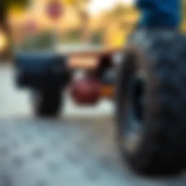 Design Details of Atlas Electric Skateboard Close-up of the Atlas electric skateboard's design elements