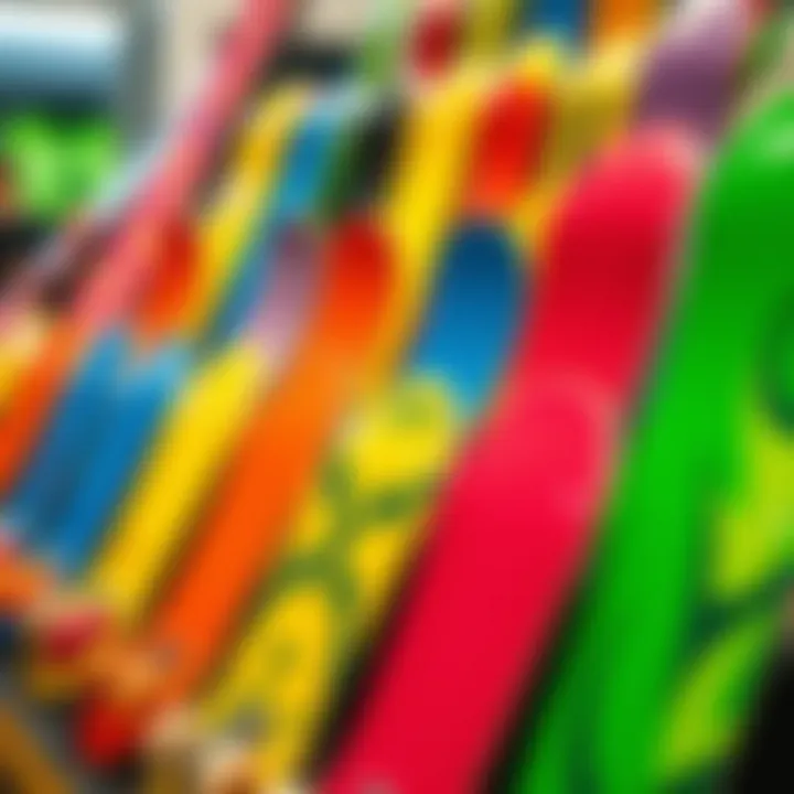 Artistic Display of Colorful Skate Designs Vibrantly colored skates arranged artistically to showcase design variety