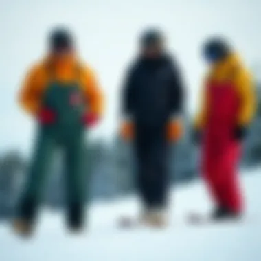 A side-by-side comparison of bib overalls and snow pants highlighting key differences.