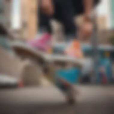 Skater performing tricks while wearing colorful platform vans