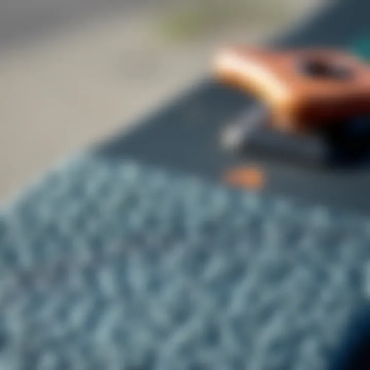 Textural Details of Grip Tape Close-up of grip tape featuring grit texture and adhesion quality