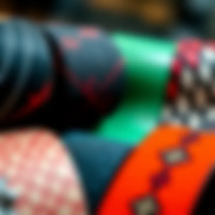 Varieties of Skateboard Grip Tape Different types of skateboard grip tape showcasing textures and colors