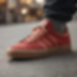 Adidas skate shoes on a skateboard