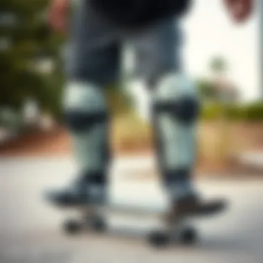 Proper Fit of Extra Large Skate Pads Demonstration of correct fit of extra large skate pads on a skateboarder