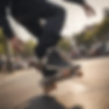 Skateboarder wearing quality skate shoes