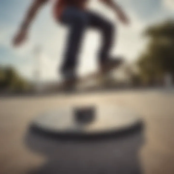 Skateboarder demonstrating use of the Dakine Spike Stomp Pad in action.