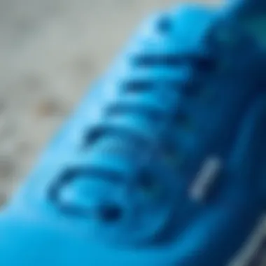 Close-up of the unique texture and design of cool blue Vans