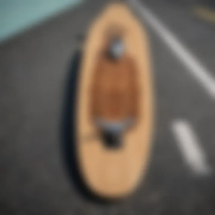 Detailed view of a customizable longboard showcasing its components