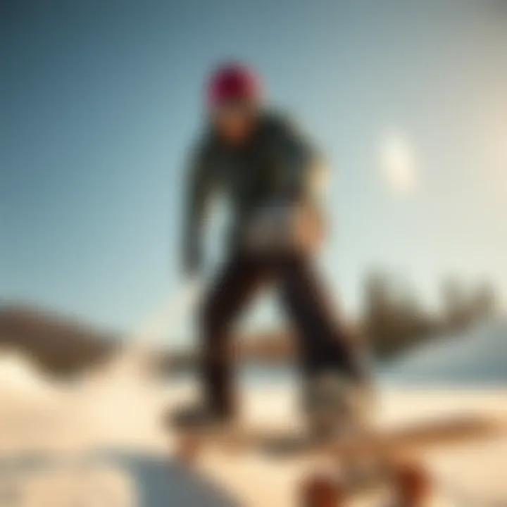 Skateboarding with Dakine Lotus Mittens in Cold Weather Skateboarder wearing Dakine Lotus Mittens in a cold environment