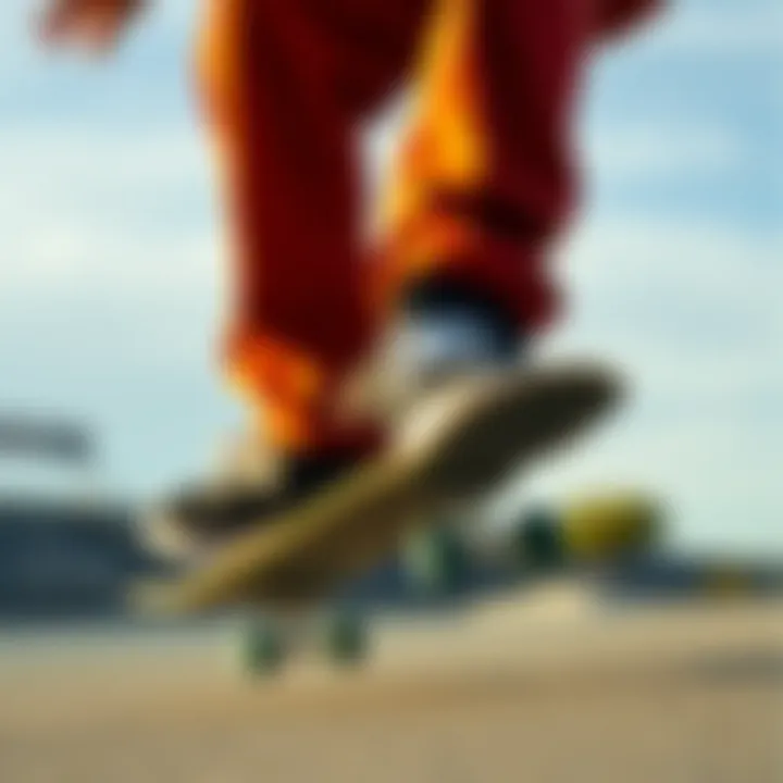 Skateboarding Performance in DC Pure Elastic Shoes Skateboarder performing tricks while wearing DC Pure Elastic shoes