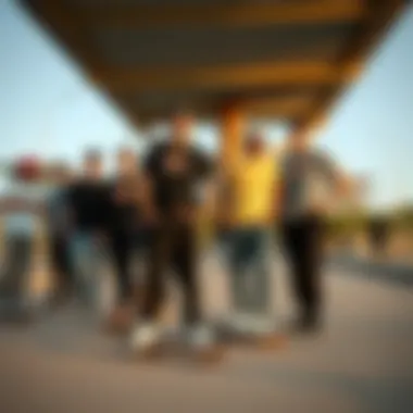 Skateboarding Community in Dickies 874 Group of skaters wearing Dickies 874 pants, illustrating community and culture