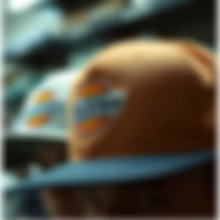 Craftsmanship details of a Dickies hat highlighting stitching and materials