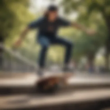 A skater performing tricks in an urban park setting