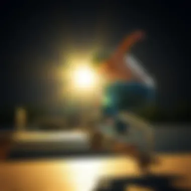 A Skateboarder in Action Dynamic skateboarder performing an impressive trick