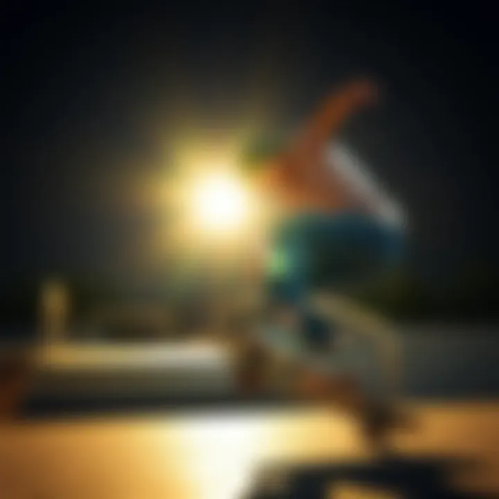 A Skateboarder in Action Dynamic skateboarder performing an impressive trick