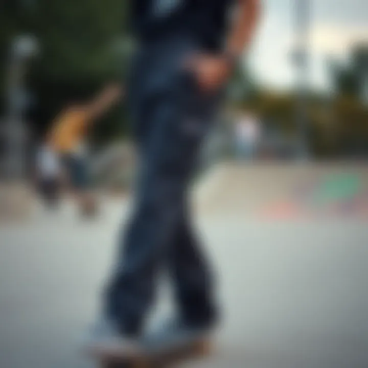 EPTM Pants in Skate Culture Fashionable display of EPTM pants in a skate park setting