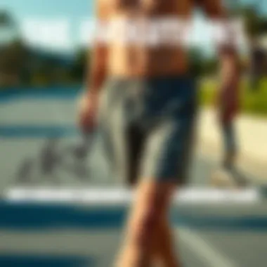 An infographic depicting the evolution of skateboarding shorts.