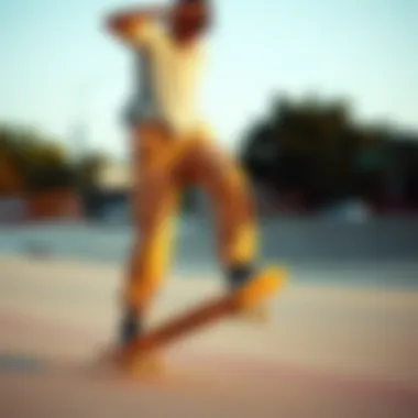 Skateboarder demonstrating movement in Dickies utility work pants