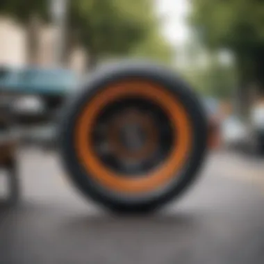 A close-up of skateboard wheels highlighting advanced technology