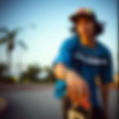 History and Evolution of Blue Dickies An artistic representation of the history and evolution of blue Dickies within skate culture.