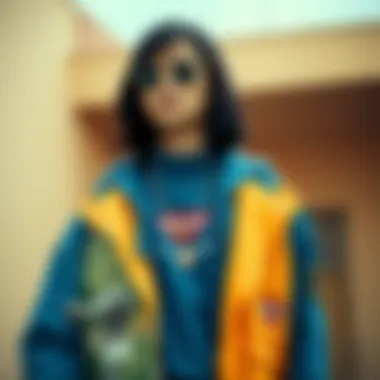 Stylish Outfit with Blue Dickies A fashion-forward skate outfit featuring blue Dickies paired with other stylish elements.