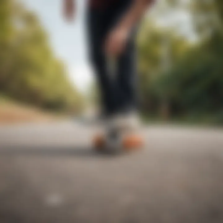 Skateboarder performing a trick showcasing grip tape effectiveness