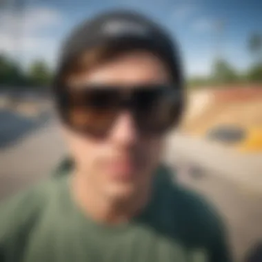 A skateboard park scene highlighting the importance of protective eyewear