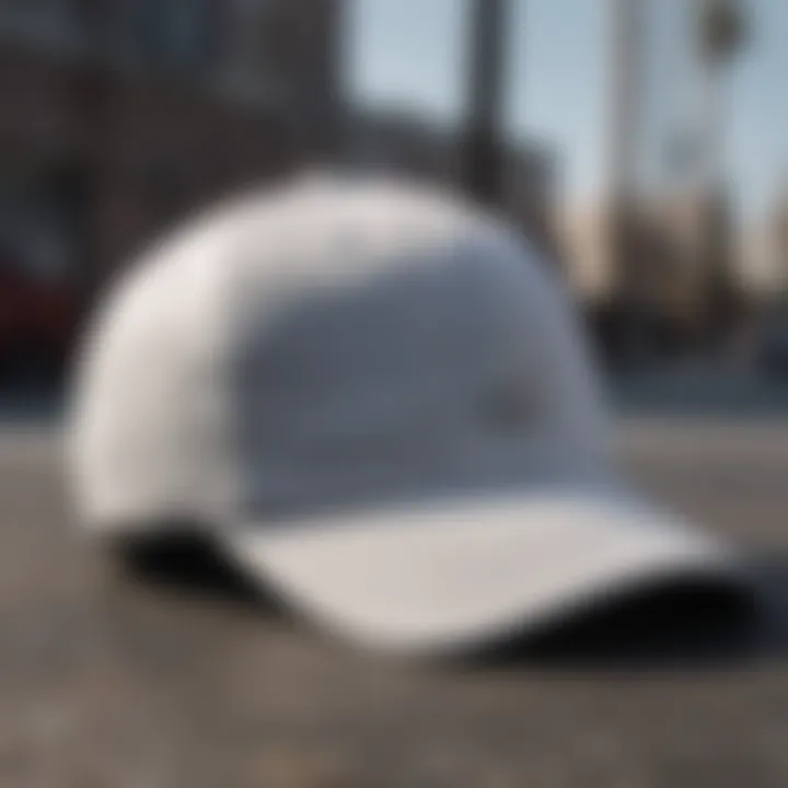 Close-up of a dad hat made from breathable material, ideal for skateboarding