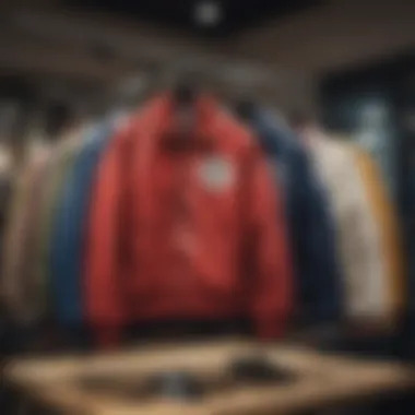 Popular skate brands showcasing their latest coach jackets on display