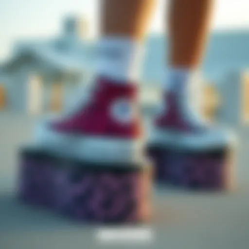 Fashion Meets Functionality in Converse Platforms Stylish Converse platforms featuring a vibrant animal print design