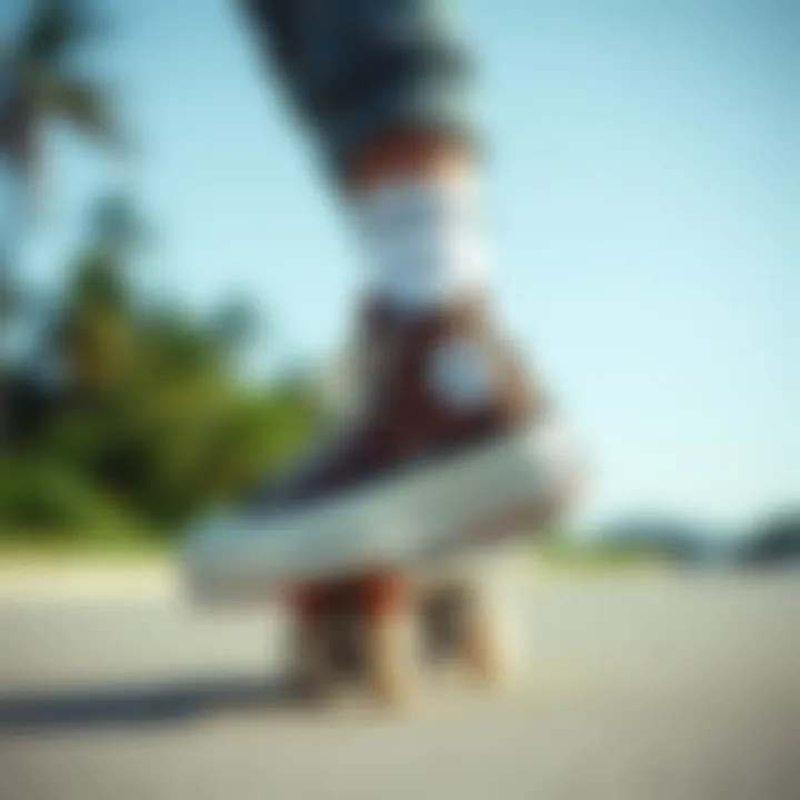 Skateboarder wearing Converse platforms with bold animal prints